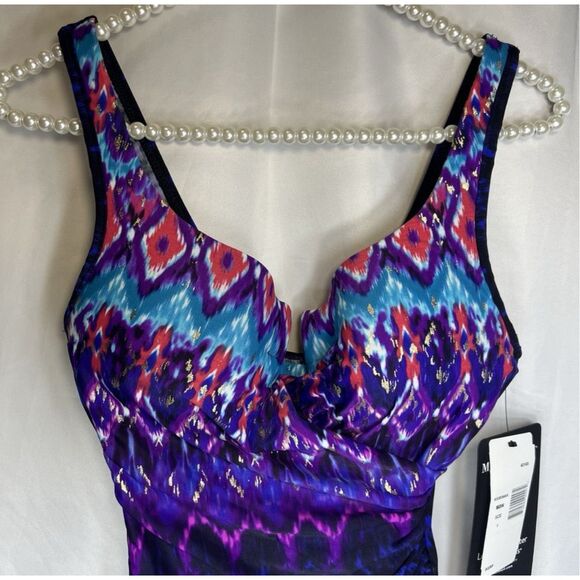 Miraclesuit NWT size 12 one-piece swimsuit Bella Alba Tummy Control Midnight - Picture 7 of 14